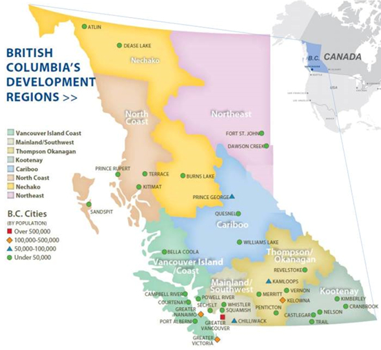 Bản đồ vùng lãnh thổ Bristish Columbia