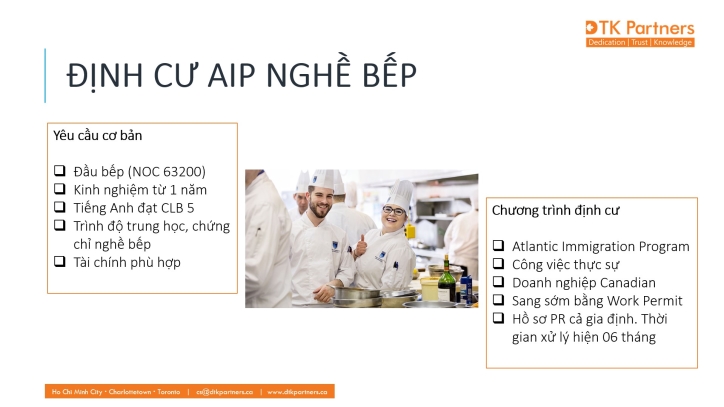 ĐỊNH CƯ AIP NGHỀ BẾP
